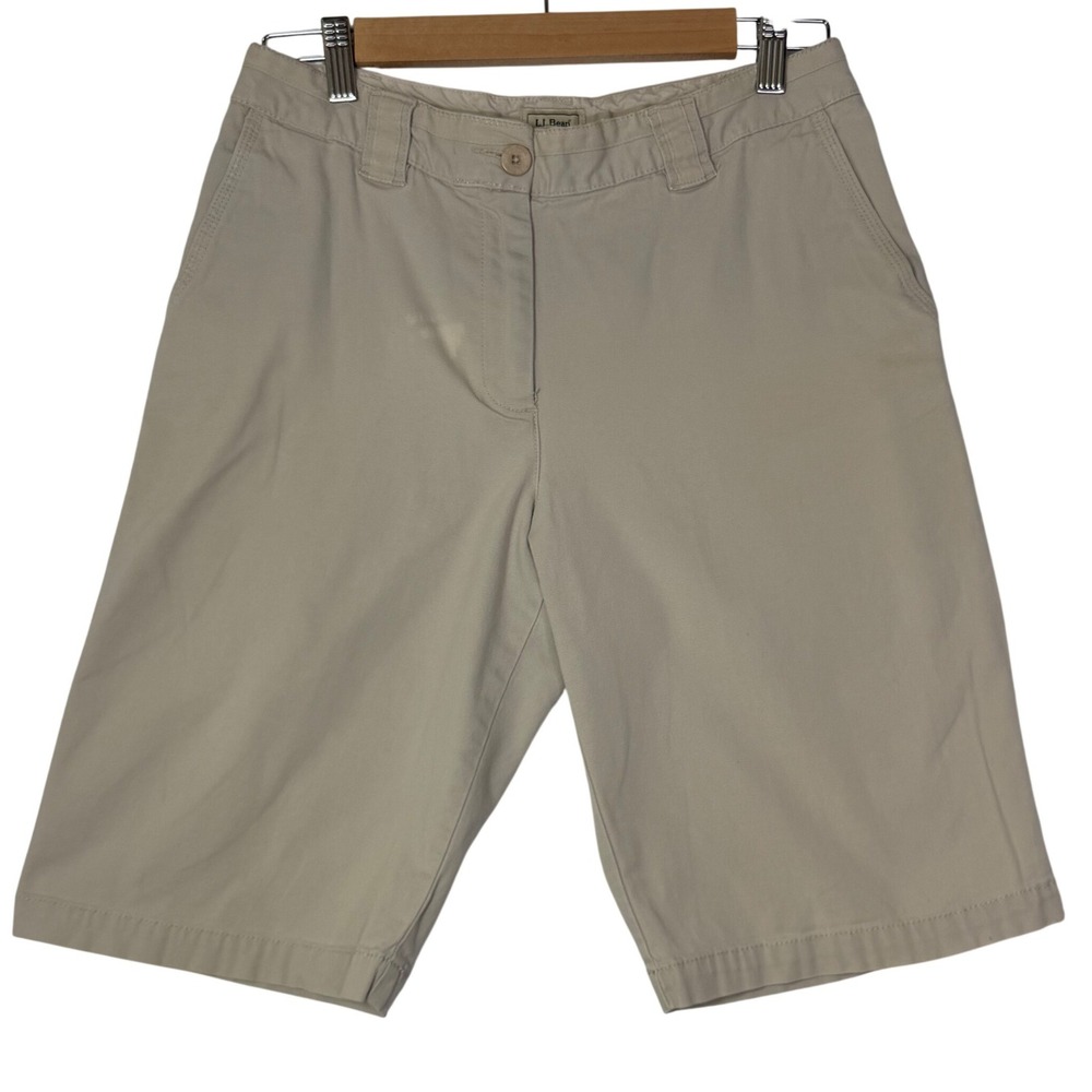 LL Bean Womens Size 8 Khaki Chino Shorts Casual Preppy Outdoor Classic‎